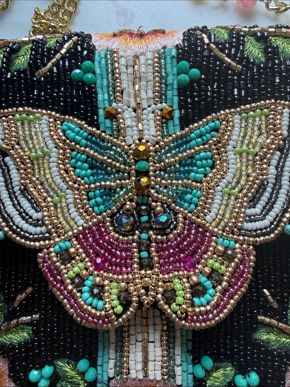 Mary Frances, Dream Chaser, Black Beaded Butterfly Crossbody, NWT - Picture 3 of 11